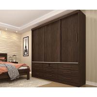 Guarda Roupa Solteiro 3 Portas De Correr E 9 Gavetas Chicago Cinamomo/off White - Tcil Móveis