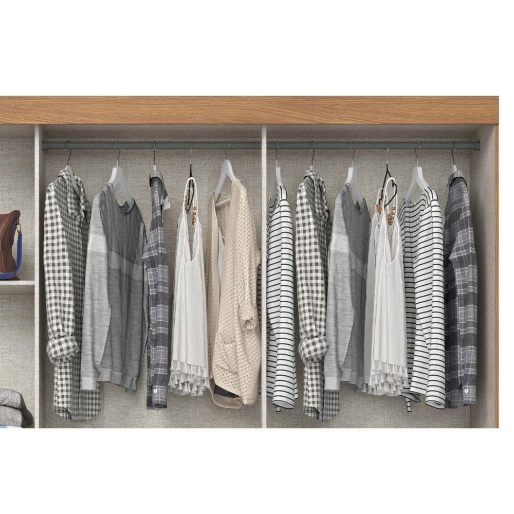 Guarda Roupa Solteiro 3 Portas De Correr (1 C/ Espelho) E 2 Gavetas C/ Pés Briz B376 Nature/off White - Henn - 7