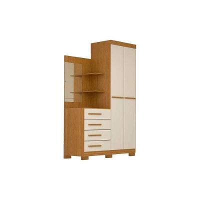 Guarda Roupa Solteiro Melissa 2 Portas de Bater 4 Gavetas Cinamomo-Off White MDF