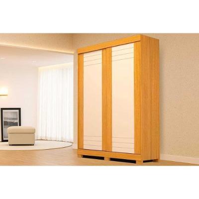 Guarda Roupa Solteiro Ayla Flex 2 Portas de Correr 2 Gavetas Nature-Off White MDF