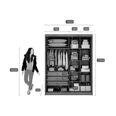 Guarda Roupa Solteiro Virtus-Toledo Plus 2 Portas de Correr 3 Gavetas Blush