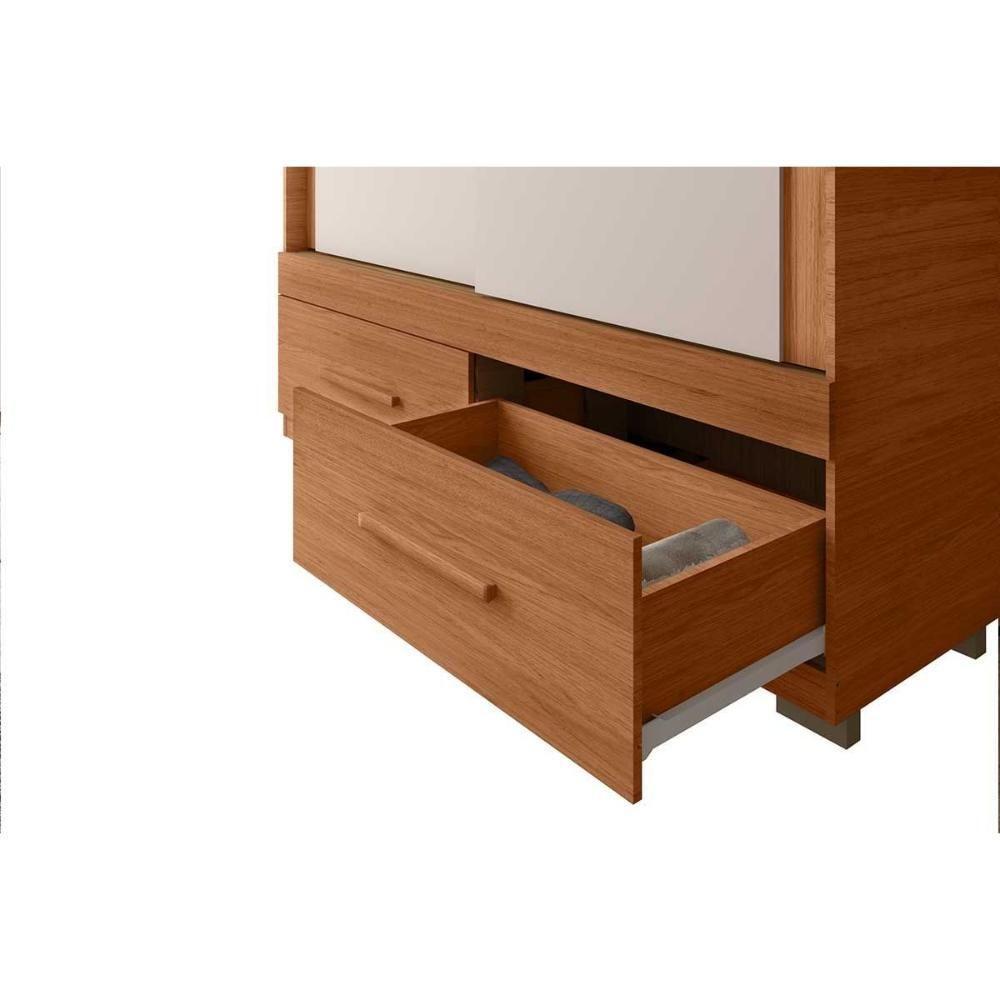 Guarda Roupa Solteiro 2 Portas De Correr E 2 Gavetas Sereno Freijo/off White - Caemmun - 10