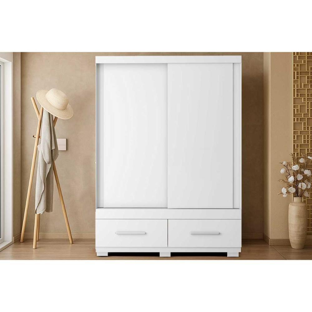 Guarda Roupa Solteiro 2 Portas De Correr E 2 Gavetas Sereno Branco - Caemmun - 1
