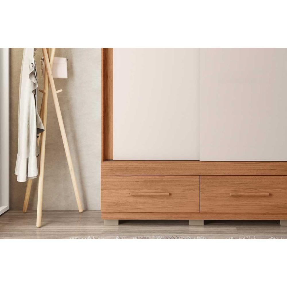 Guarda Roupa Solteiro 2 Portas De Correr E 2 Gavetas Sereno Branco - Caemmun - 8