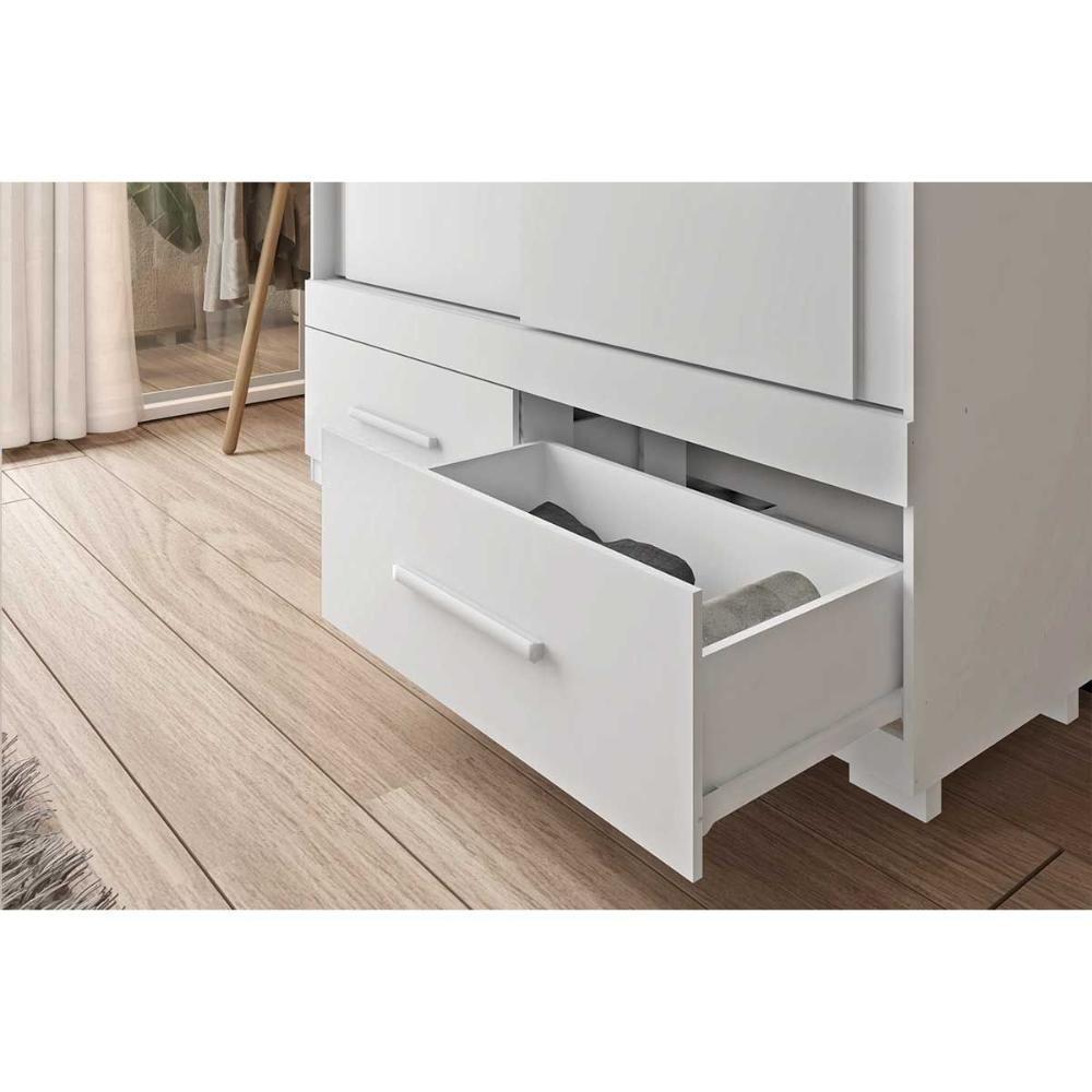 Guarda Roupa Solteiro 2 Portas De Correr E 2 Gavetas Sereno Branco - Caemmun - 10