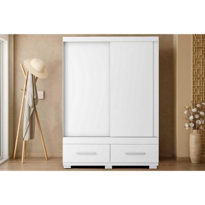 Guarda Roupa Solteiro Sereno 2 Portas de Correr 2 Gavetas Branco MDP Caemmun