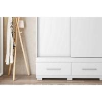 Guarda Roupa Solteiro 2 Portas De Correr E 2 Gavetas Sereno Branco - Caemmun - 7