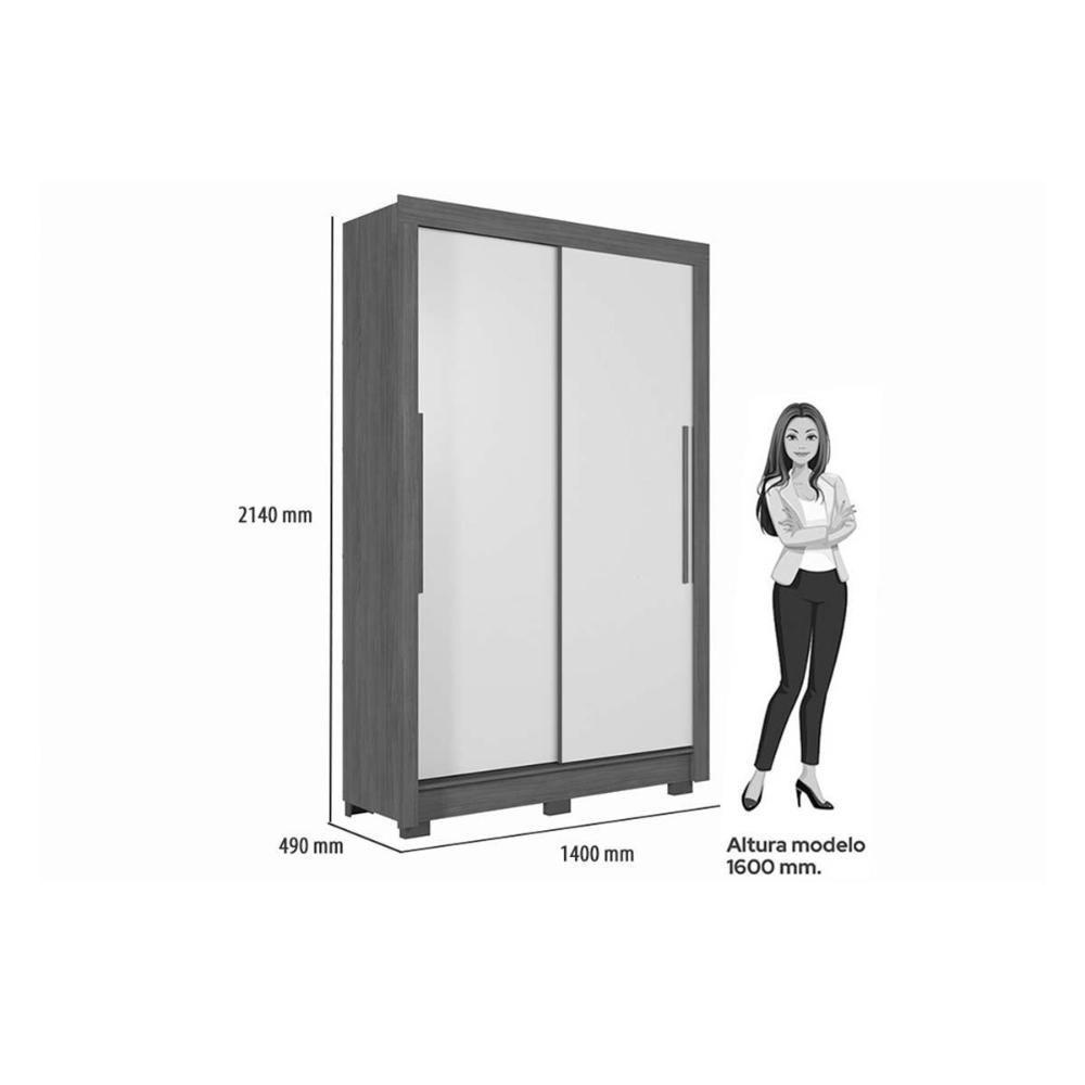 Guarda Roupa Solteiro 2 Portas De Correr E 2 Gavetas C/ Pés Lapa Jatobá/grafite - Santos Andirá - 4