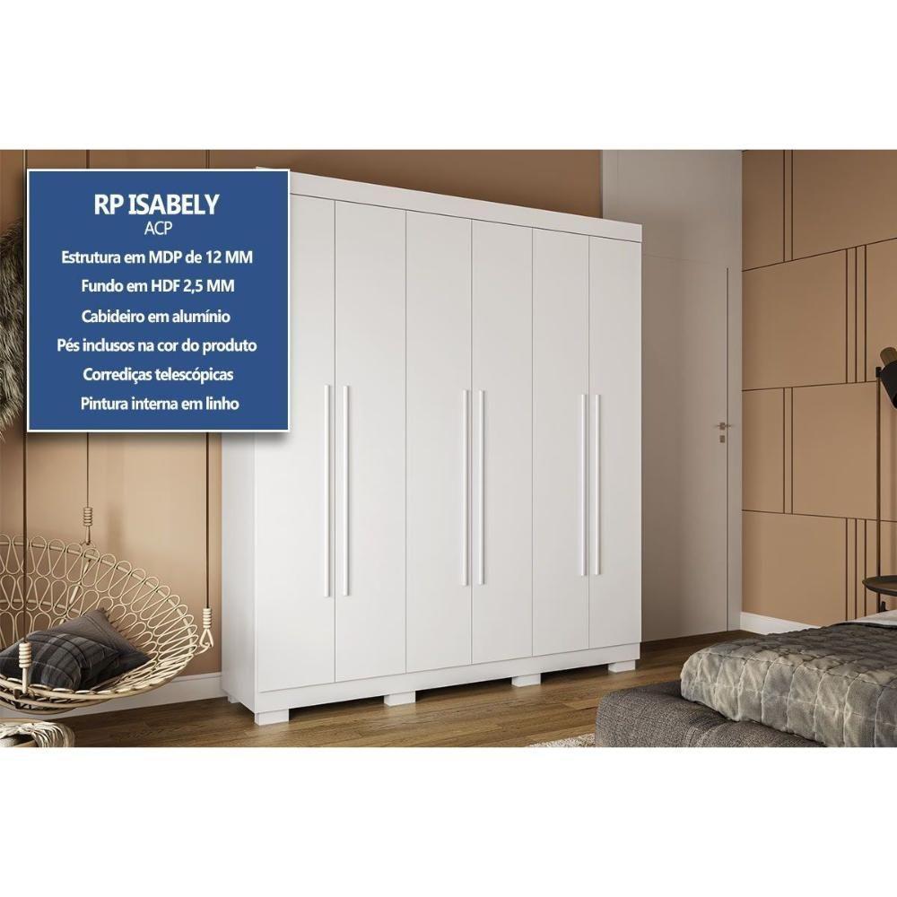 Guarda Roupa Solteiro 6 Portas E 3 Gavetas Paolla Cinamomo - Acp - 2
