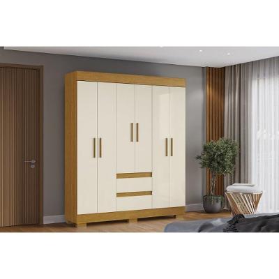 Guarda Roupa Solteiro 6 Portas E 2 Gavetas Maya Cinamomo/off White - Acp