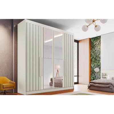 Guarda Roupa Solteiro Potente 4 Portas de Bater 3 Gavetas Off White Europa