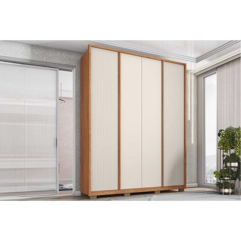 Guarda Roupa Solteiro 4 Portas E 3 Gavetas Lior Freijo/off White Mr - Caemmun - 1