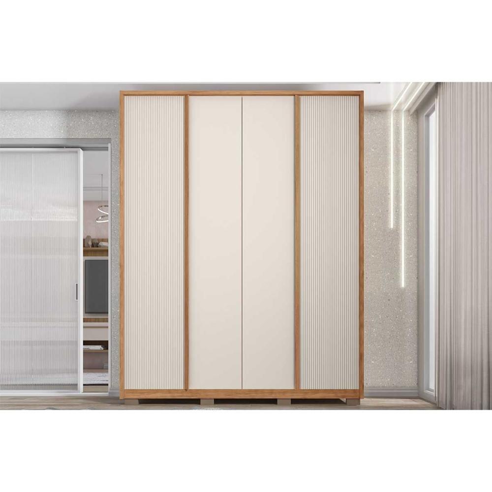 Guarda Roupa Solteiro 4 Portas E 3 Gavetas Lior Freijo/off White Mr - Caemmun - 6