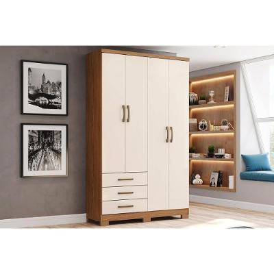 Guarda Roupa Solteiro 4 Portas E 3 Gavetas Caju Da135 Nature/off White - Henn