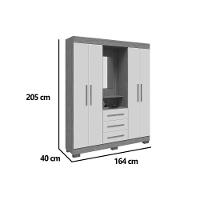 Guarda Roupa Solteiro 4 Portas E 3 Gavetas C/ 1 Espelho Emily Gold Nature/off White - Acp - 3