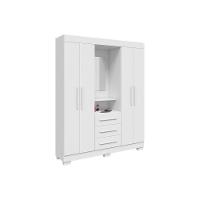 Guarda Roupa Solteiro 4 Portas E 3 Gavetas C/ 1 Espelho Emily Gold Nature/off White - Acp