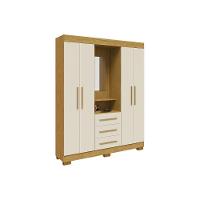 Guarda Roupa Solteiro 4 Portas E 3 Gavetas C/ 1 Espelho Emily Gold Nature/off White - Acp - 5