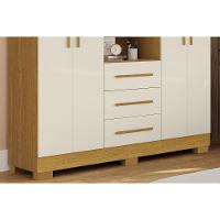 Guarda Roupa Solteiro 4 Portas E 3 Gavetas C/ 1 Espelho Emily Gold Nature/off White - Acp - 10