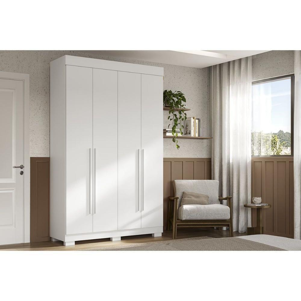 Guarda Roupa Solteiro 4 Portas E 2 Gavetas ágata Branco - Acp - 1