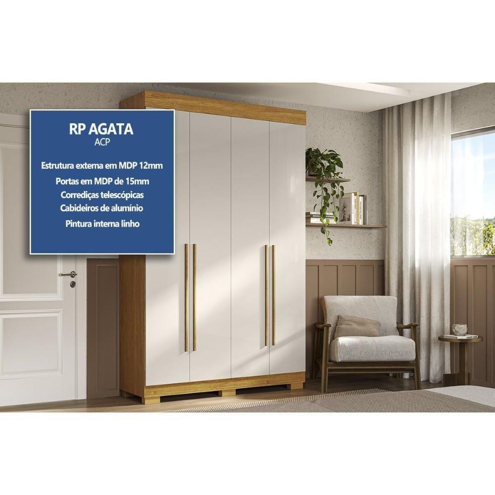 Guarda Roupa Solteiro 4 Portas E 2 Gavetas ágata Branco - Acp - 2