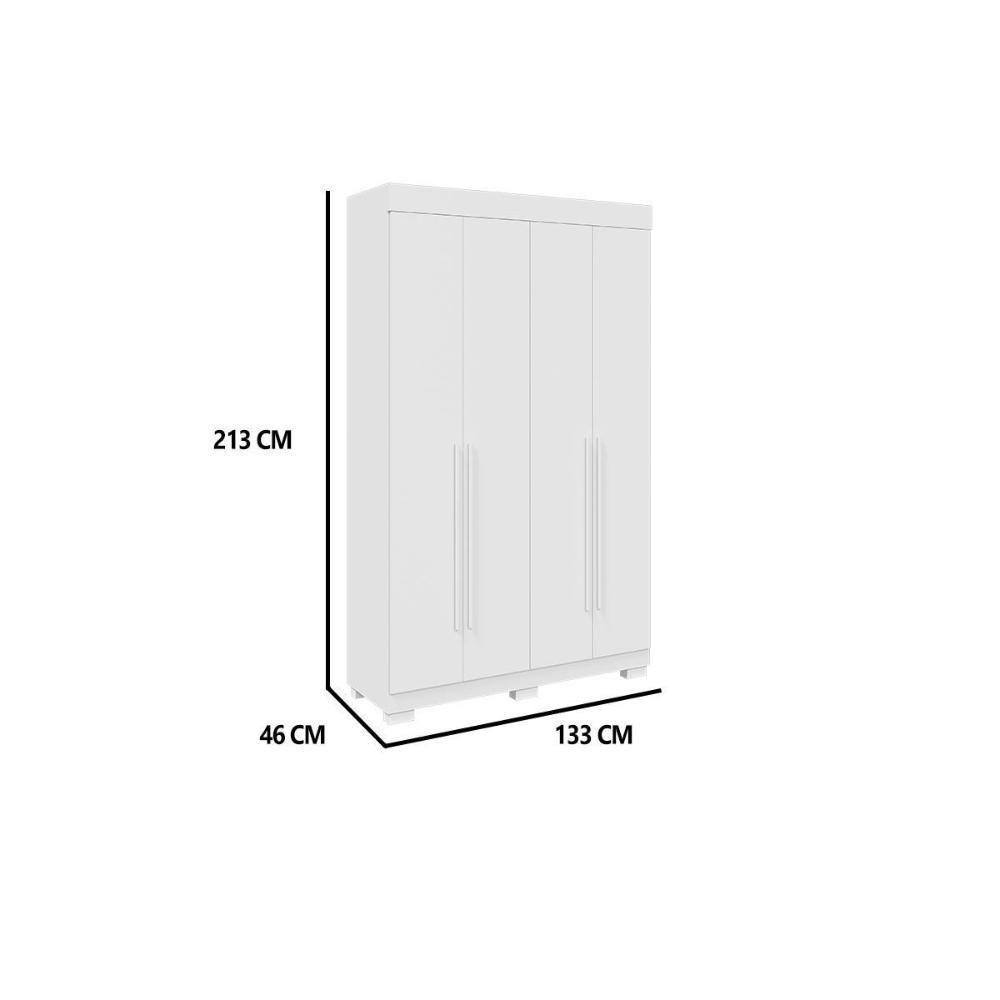 Guarda Roupa Solteiro 4 Portas E 2 Gavetas ágata Branco - Acp - 3
