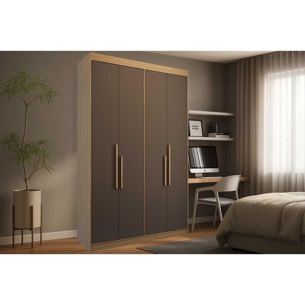 Guarda Roupa Solteiro 4 Portas E 2 Gavetas Ph 1805 Cedro/fendi - Herval - 1