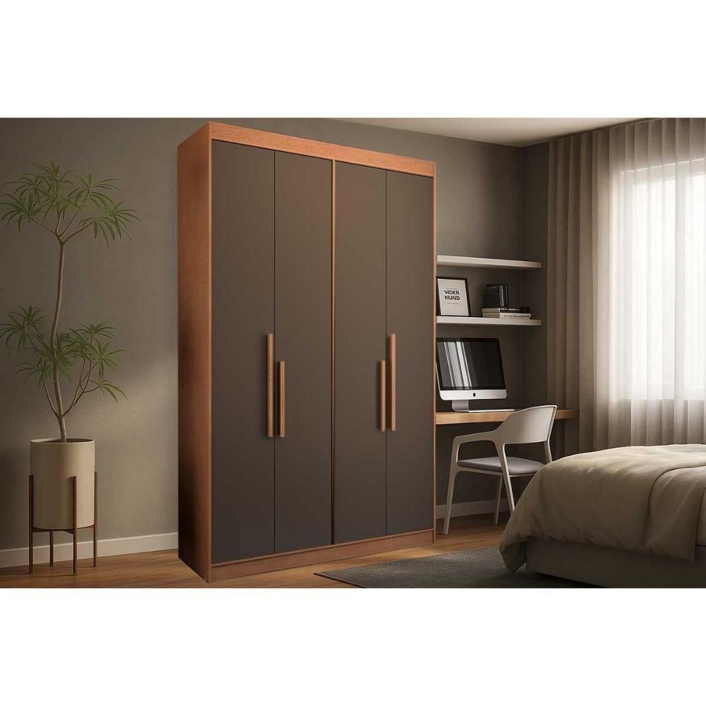 Guarda Roupa Solteiro 4 Portas E 2 Gavetas Ph 1805 Carvalho/fendi - Herval - 1