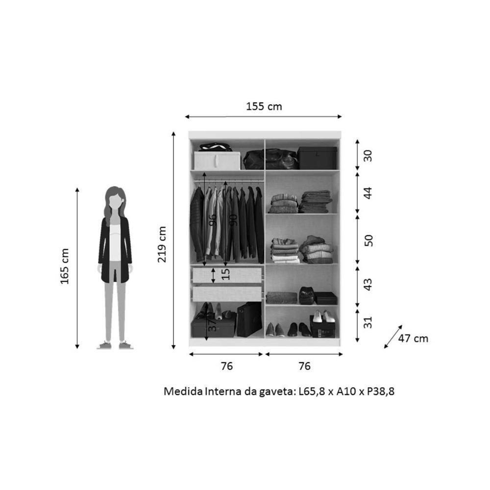 Guarda Roupa Solteiro 4 Portas E 2 Gavetas Ph 1714 Cedro - Herval - 2