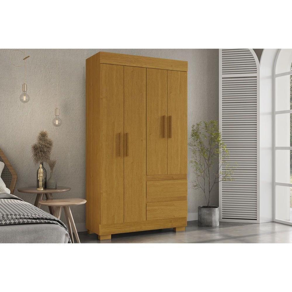 Guarda Roupa Solteiro 4 Portas E 2 Gavetas Maya Cinamomo - Acp - 1
