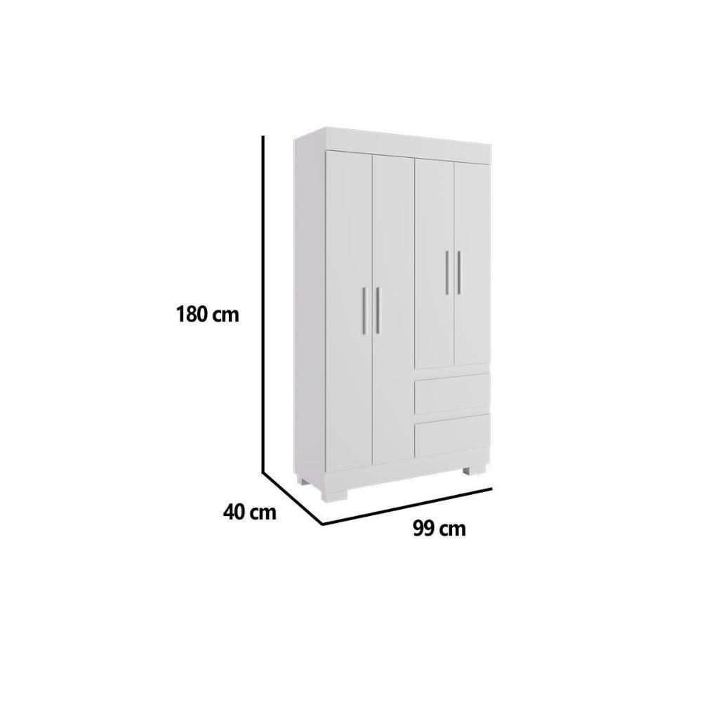 Guarda Roupa Solteiro 4 Portas E 2 Gavetas Maya Branco - Acp - 3