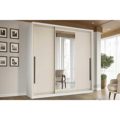 Guarda Roupas 3 Portas De Correr De (1 C/ Espelho) E 4 Gavetas Valência Branco/creme - Politorno