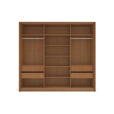 Guarda Roupa Casal Porto 3 Portas de Correr 4 Gavetas Freijó-Cinza Politorno