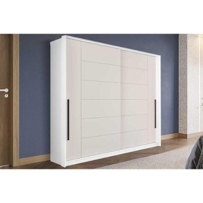 Guarda Roupa Casal Lisboa 2 Portas de Correr 2 Gavetas Branco-creme MDF-MDP Politorno