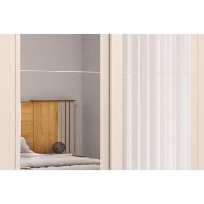 Guarda Roupa Casal Praticus Lux 2 Portas de Correr 4 Gavetas Freijó-Off White MDF