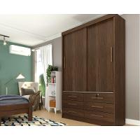 Guarda Roupas 2 Portas De Correr E 6 Gavetas Chicago Cinamomo/off White - Tcil Móveis - 10