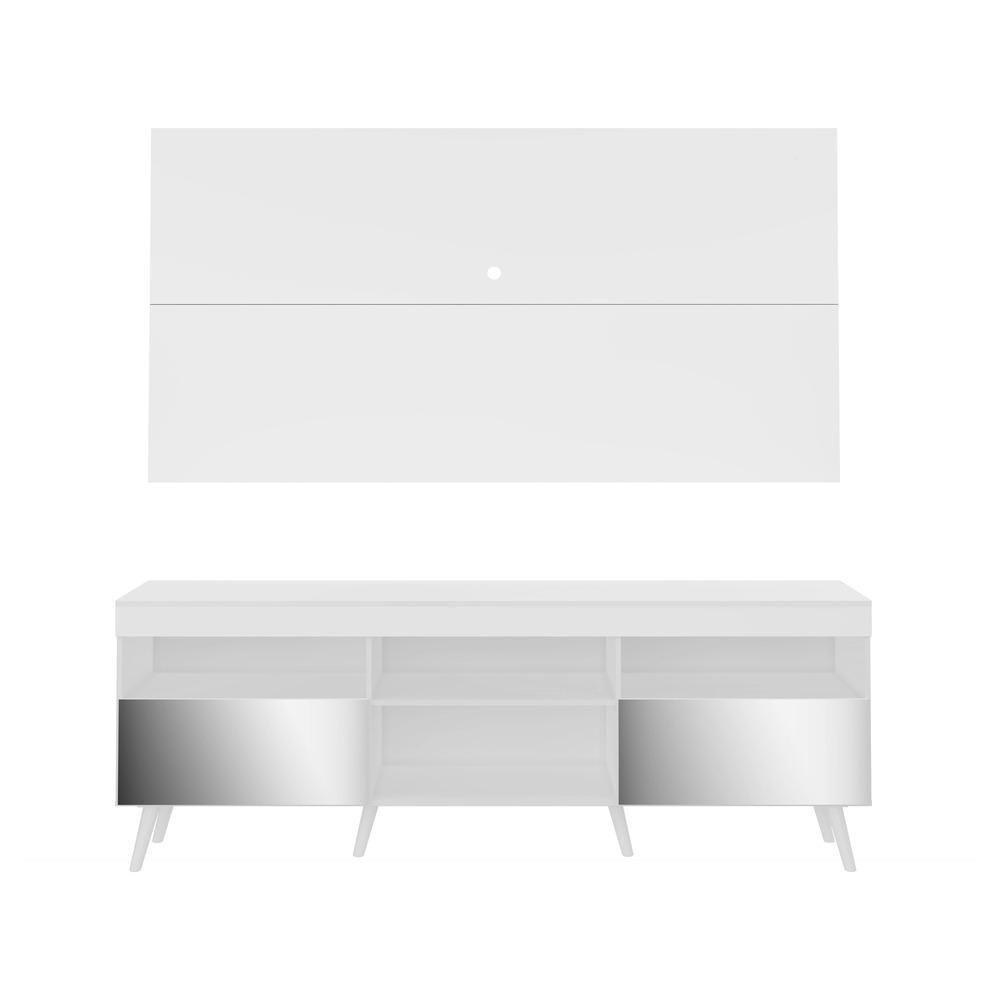 Rack Com Painel Retrô Com Espelho Para Tv Até 65´´ Flórida Fg3138 Branco - 3