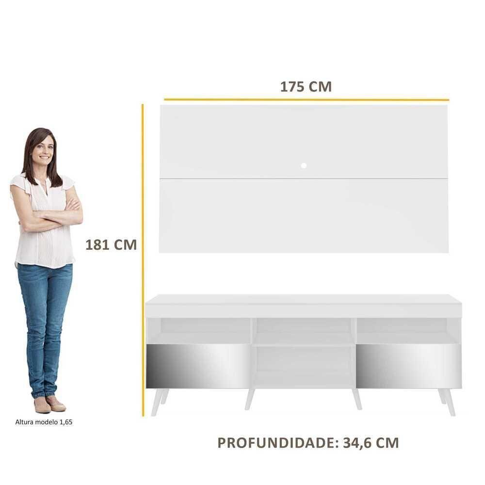 Rack Com Painel Retrô Com Espelho Para Tv Até 65´´ Flórida Fg3138 Branco - 5