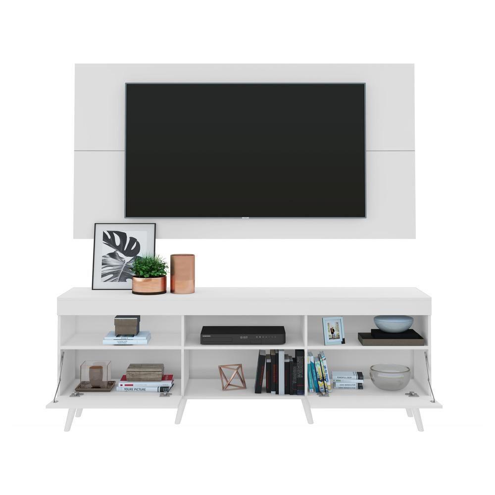 Rack Com Painel Retrô Com Espelho Para Tv Até 65´´ Flórida Fg3138 Branco - 6