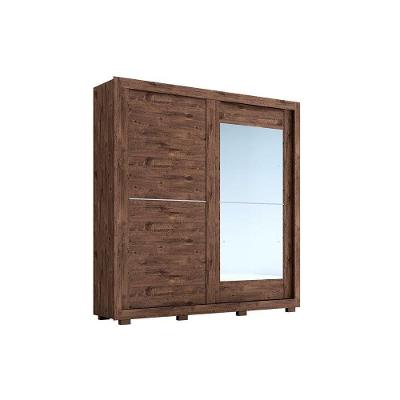 Guarda Roupa Casal Nicole Flex 2 Portas de Correr 3 Gavetas Flex Cinamomo-Cinamomo ou Off White ACP