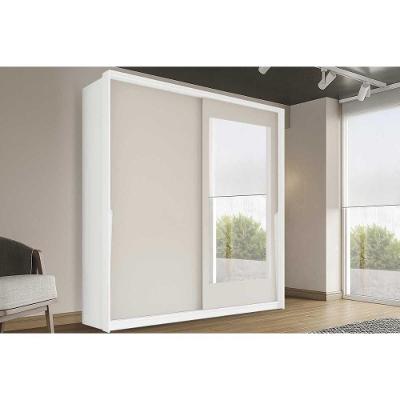 Guarda Roupa Casal Porto 2 Portas de Correr 2 Gavetas Branco-Creme Politorno