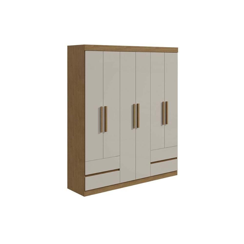 Guarda Roupa Solteiro 6 Portas E 4 Gavetas Zeus Amêndoa - Lopas - 6