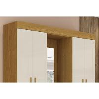 Guarda Roupa Solteiro 4 Portas E 3 Gavetas C/ 1 Espelho Emily Gold Branco - Acp - 8