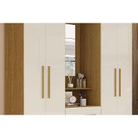 Guarda Roupa Solteiro 4 Portas E 3 Gavetas C/ 1 Espelho Emily Gold Branco - Acp - 9