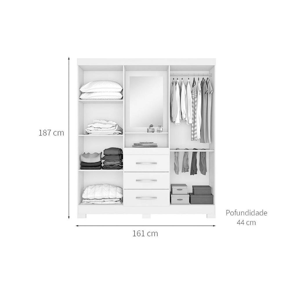 Guarda Roupa Solteiro 4 Portas E 3 Gavetas C/ 1 Espelho Capelinha Persia Amendola/off White - Demóbile - 3
