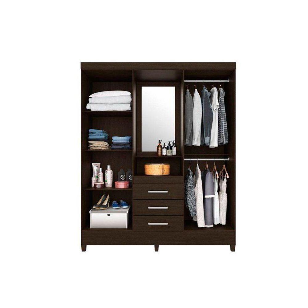 Guarda Roupa Solteiro 4 Portas E 3 Gavetas C/ 1 Espelho Capelinha Persia Amendola/off White - Demóbile - 4