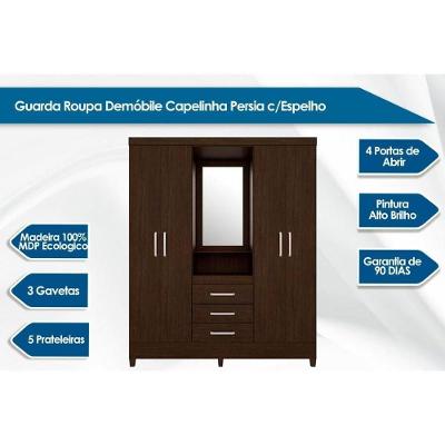 Guarda Roupa Solteiro 4 Portas Abrir 3 Gavetas Off White Demóbile