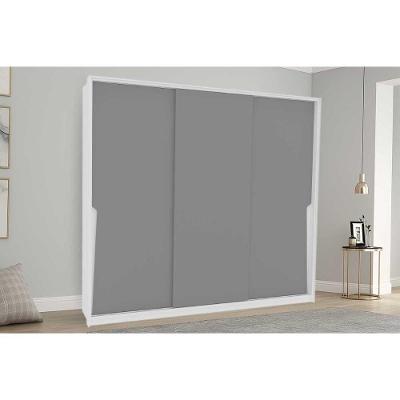 Guarda Roupas 3 Portas De Correr De E 4 Gavetas Porto Branco/cinza - Politorno