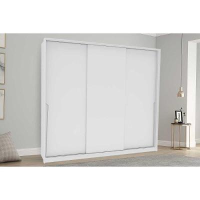 Guarda Roupa Casal Porto 3 Portas de Correr 4 Gavetas Branco MDF-MDP Politorno