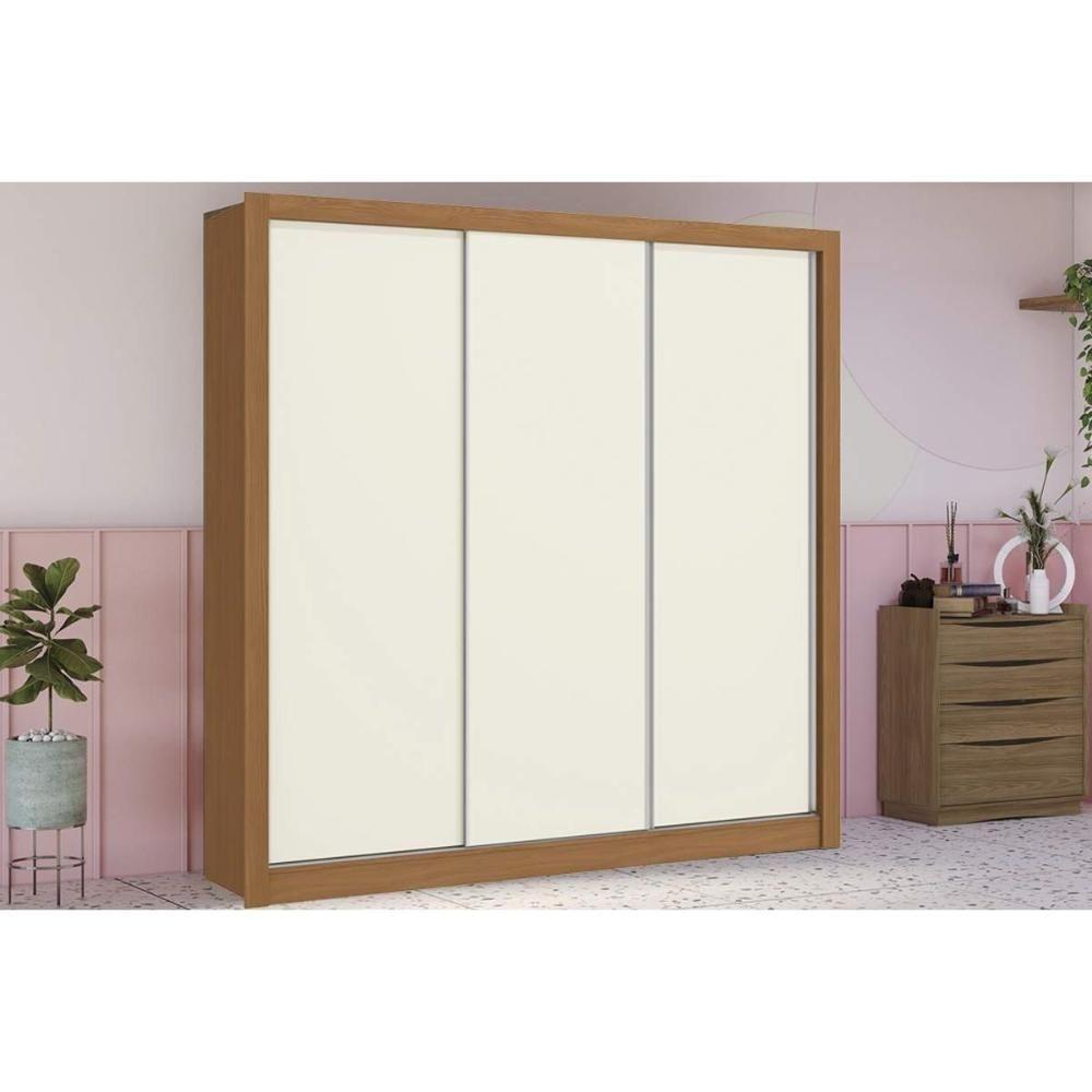Guarda Roupas 3 Portas De Correr De E 2 Gavetas M570 Flex Canela/canela Ou Off White - Kappesberg - 1