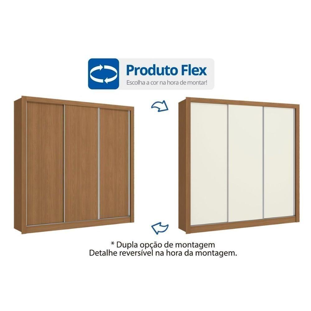 Guarda Roupas 3 Portas De Correr De E 2 Gavetas M570 Flex Canela/canela Ou Off White - Kappesberg - 3